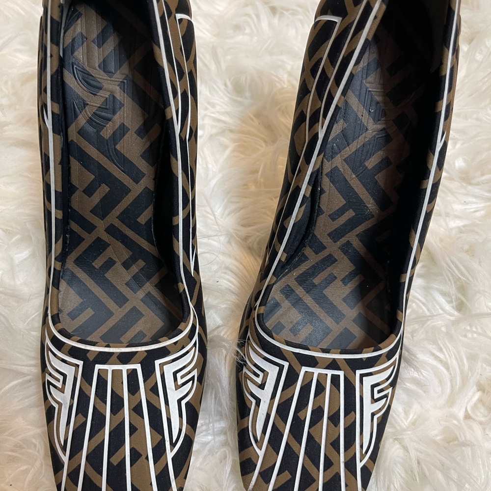 Fendi Brown and Black Patterned Heels